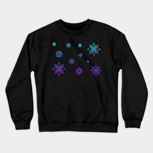 Purple Blue Ombre Faux Glitter Snowflakes Crewneck Sweatshirt